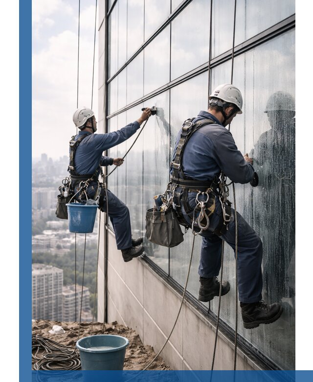 Профессиональная мойка фасадных окон альпинистами в Сорочинске