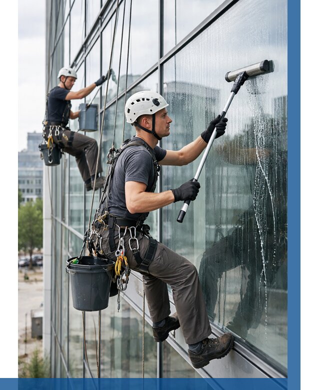 Мойка витражей альпинистами в Сорочинске от 723 р. под ключ|ВЫСОТНИК-Срч