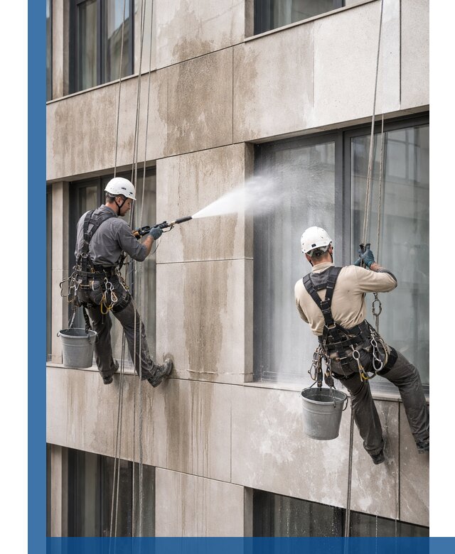 Послестроительная мойка фасада промышленным альпинизмом в Сорочинске