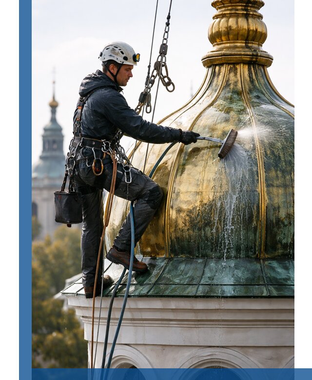 Профессиональная мойка куполов и шпилей высотными альпинистами в Сорочинске