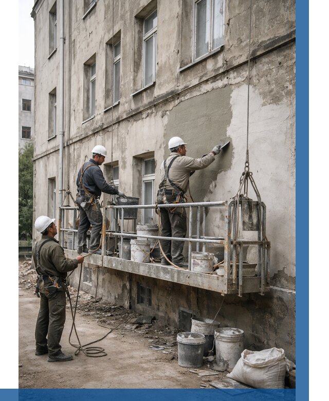 Капитальный ремонт фасада в Сорочинске от 4338 р. | ВЫСОТНИК-Срч