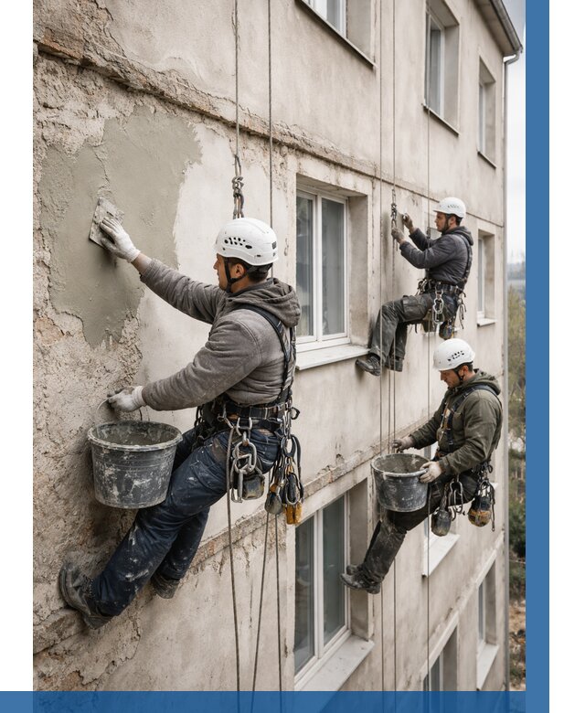 Ремонт штукатурного фасада в Сорочинске от 775 р. под ключ | ВЫСОТНИК-Срч