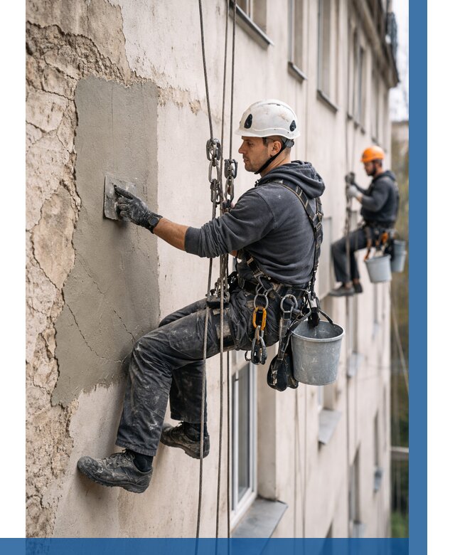 Восстановление штукатурки фасада в Сорочинске от 1239 р. | ВЫСОТНИК-Срч