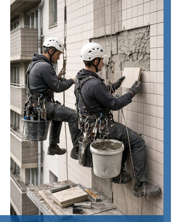 Ремонт облицовки фасада плиткой в Сорочинске от 1859 р. | ВЫСОТНИК-Срч