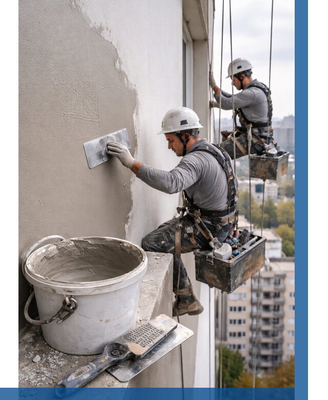 Шпаклевка фасада на высоте в Сорочинске от 723 р. | ВЫСОТНИК-Срч