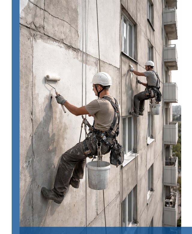 Покраска бетонного фасада в Сорочинске для жилых и промышленных объектов