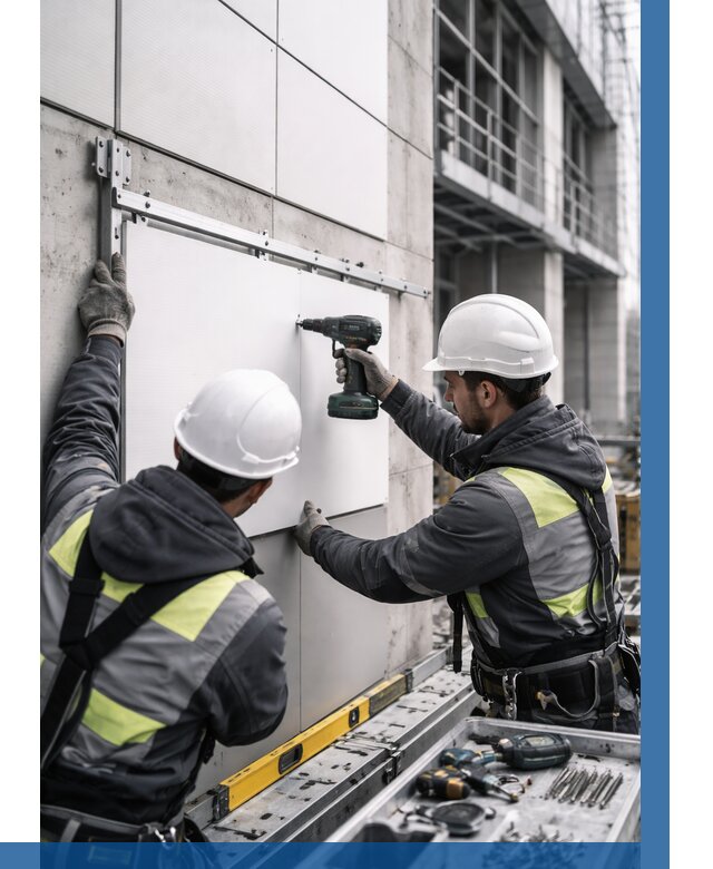 Монтаж композитных панелей фасада в Сорочинске от 2582 р. | ВЫСОТНИК-Срч