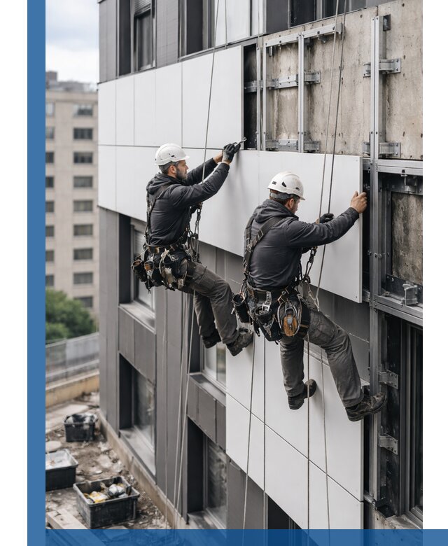 Монтаж композитных панелей фасада в Сорочинске под ключ