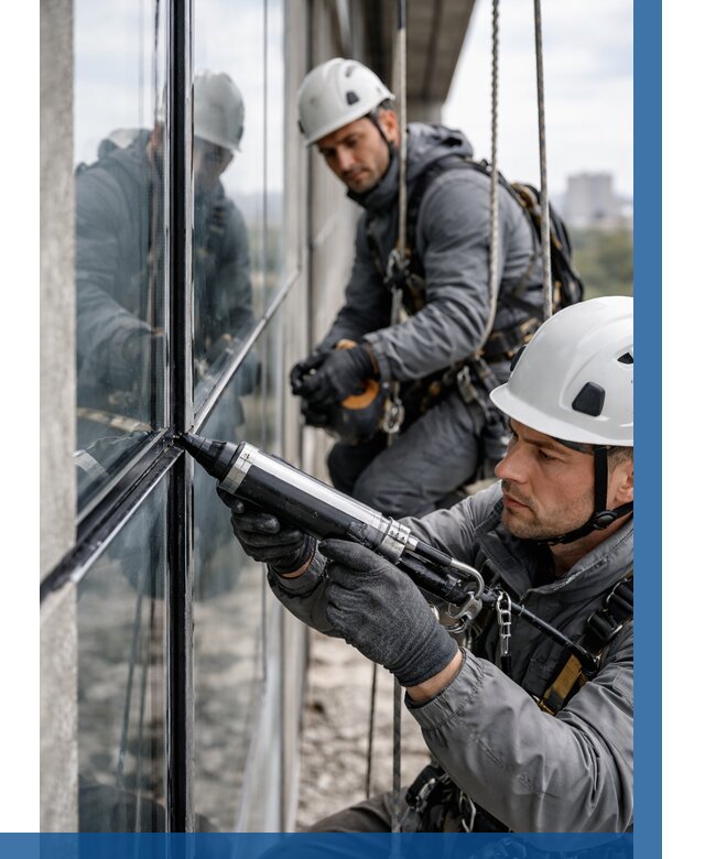 Герметизация витражных швов в Сорочинске от 671 р. | ВЫСОТНИК-Срч