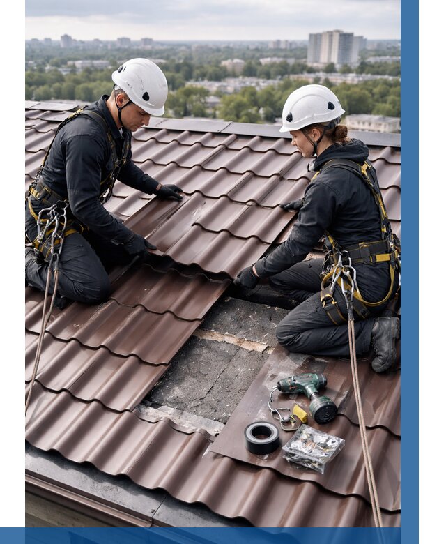 Ремонт металлочерепицы на крыше в Сорочинске от 930 р. | ВЫСОТНИК-Срч