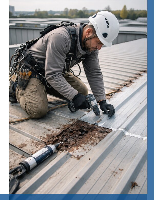 Ремонт профнастила на кровле в Сорочинске от 723 р. | ВЫСОТНИК-Срч