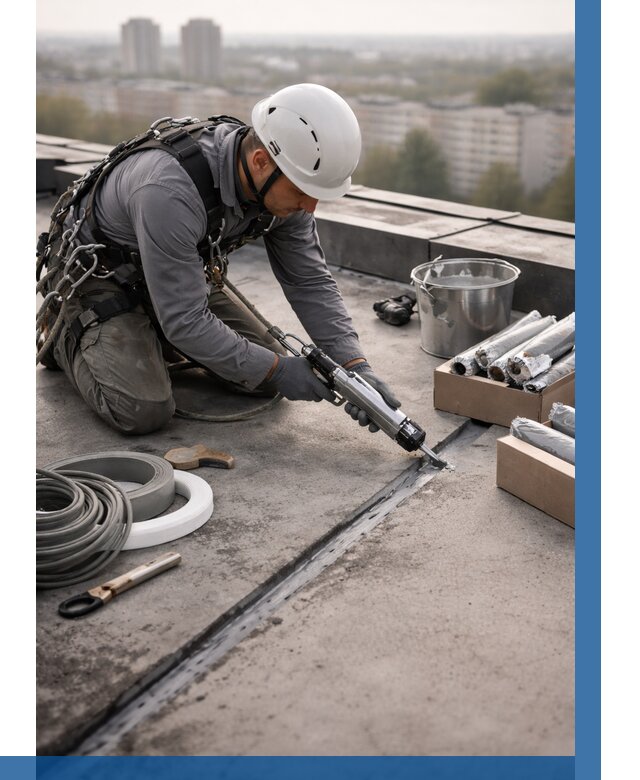 Герметизация швов кровли в Сорочинске от 465 р./м2 | ВЫСОТНИК-Срч