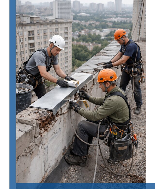 Ремонт парапета на кровле в Сорочинске, высотные работы с гарантией