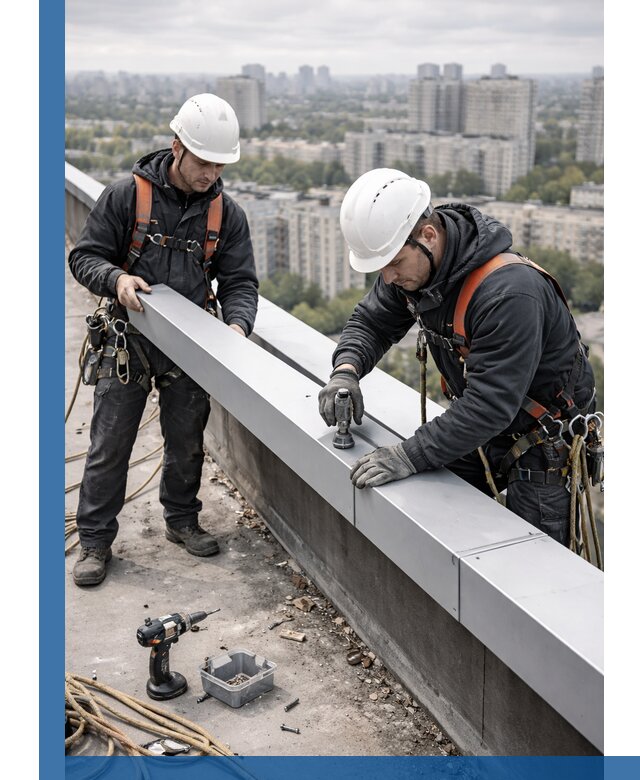 Монтаж парапетных крышек и ограждений кровли в Сорочинске