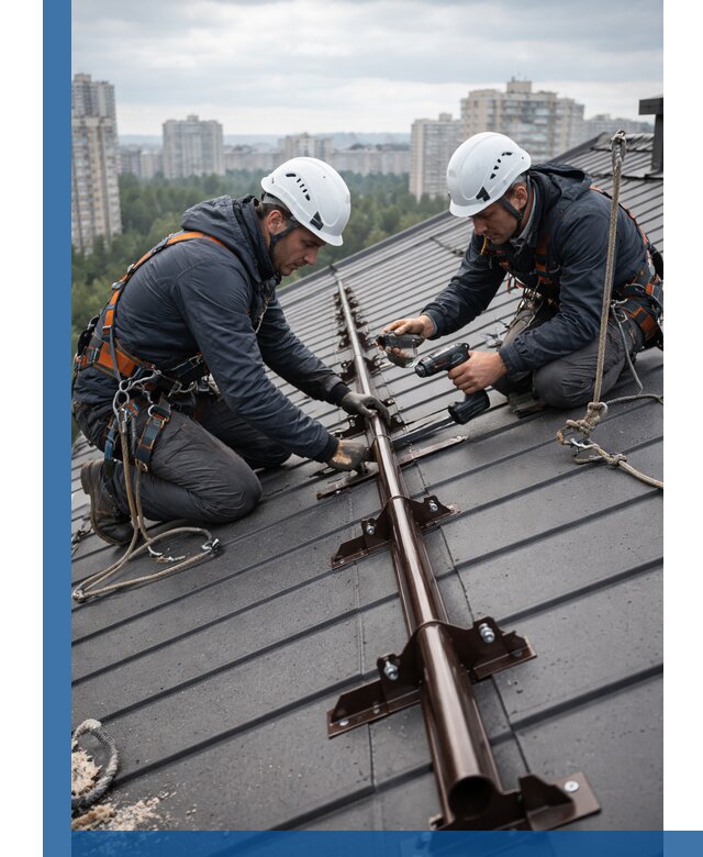 Монтаж снегозадержателей на кровле зданий в Сорочинске под ключ