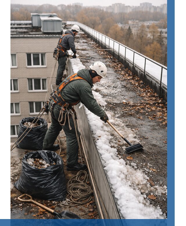 Очистка кровли по периметру в Сорочинске от 568 р. | ВЫСОТНИК-Срч