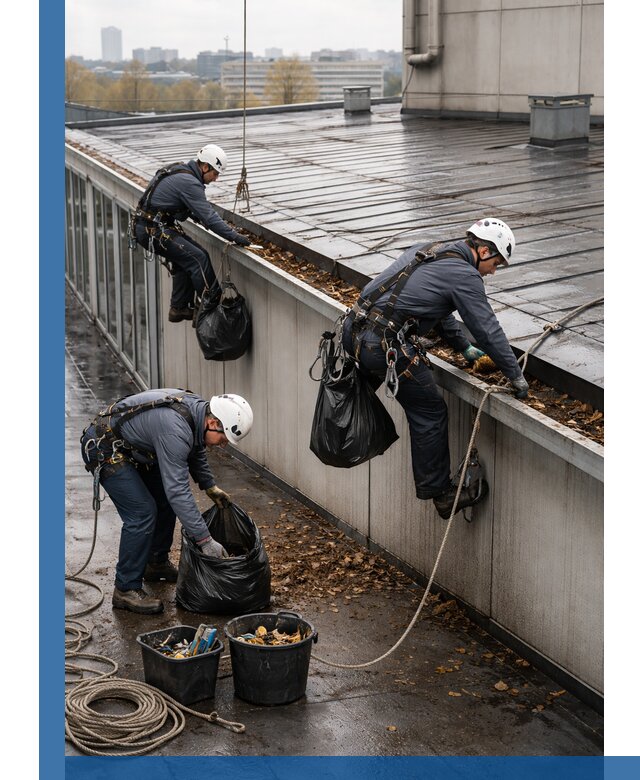Очистка кровли по периметру в Сорочинске силами промышленных альпинистов