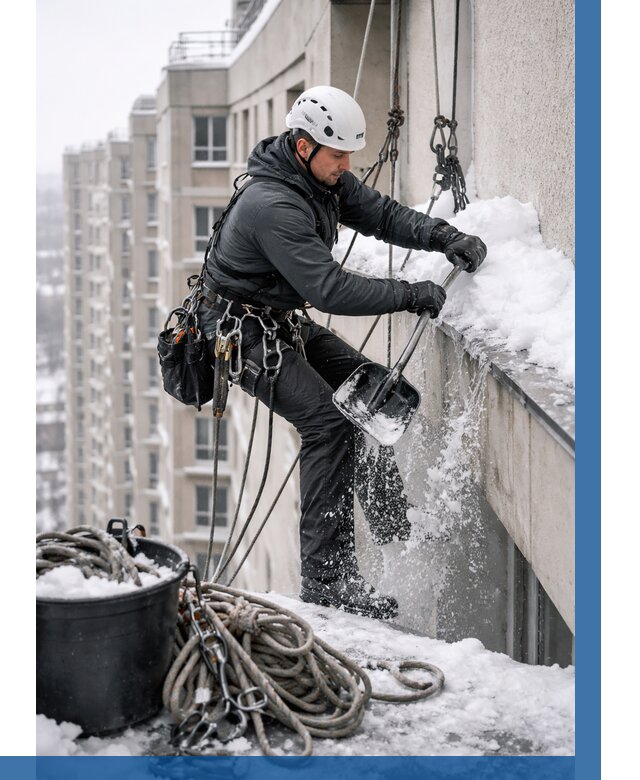 Очистка карнизов от снега в Сорочинске от 310 р. | ВЫСОТНИК-Срч