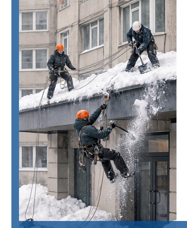 Безопасная очистка навесов от снега в Сорочинске круглогодично