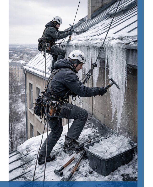 Удаление наледи с кровли в Сорочинске от 5680 р. | ВЫСОТНИК-Срч