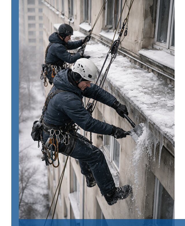 Удаление наледи и сосулек с карнизов в Сорочинске профессионально