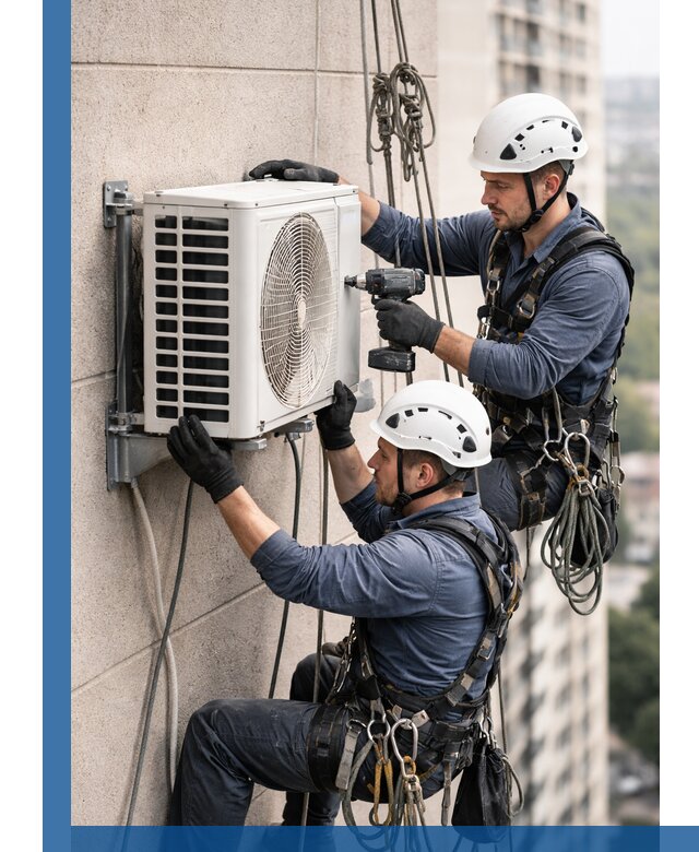 Монтаж внешнего блока кондиционера в Сорочинске установка и крепление