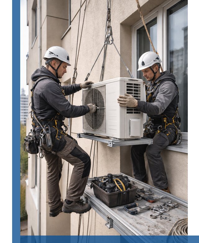 Перенос внешнего блока кондиционера в Сорочинске с монтажом и крепежом