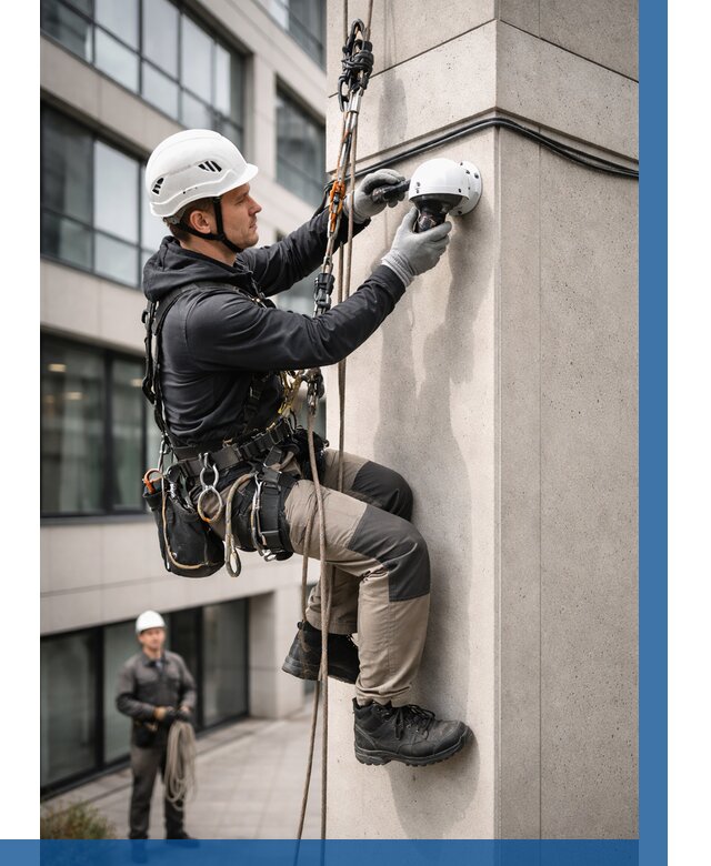 Монтаж камер видеонаблюдения на фасаде в Сорочинске от 8779 р.-ВЫСОТНИК-Срч