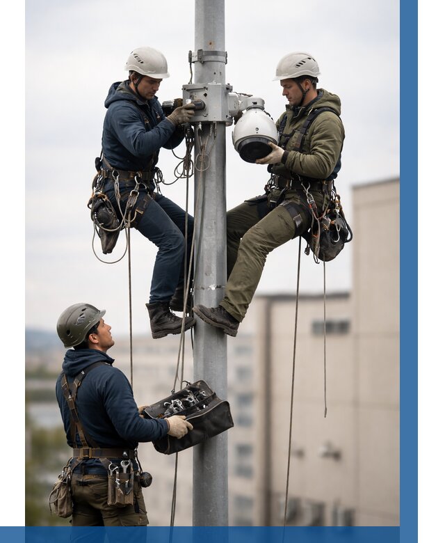 Установка видеокамер на мачте в Сорочинске от 8779 р. | ВЫСОТНИК-Срч