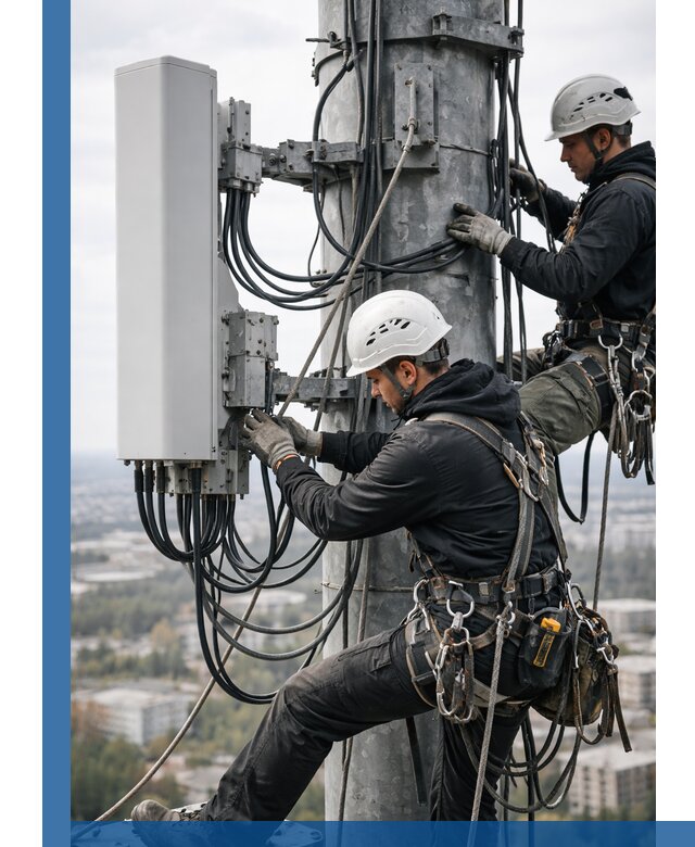 Монтаж оборудования связи на мачте в Сорочинске с пусконаладкой