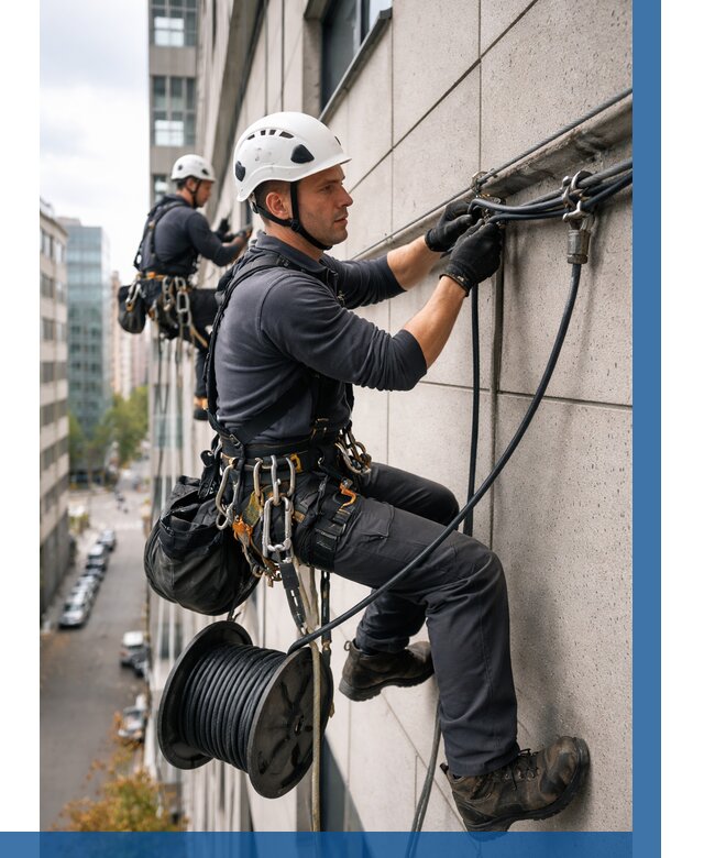 Прокладка кабеля по фасаду в Сорочинске от 361 р. | ВЫСОТНИК-Срч