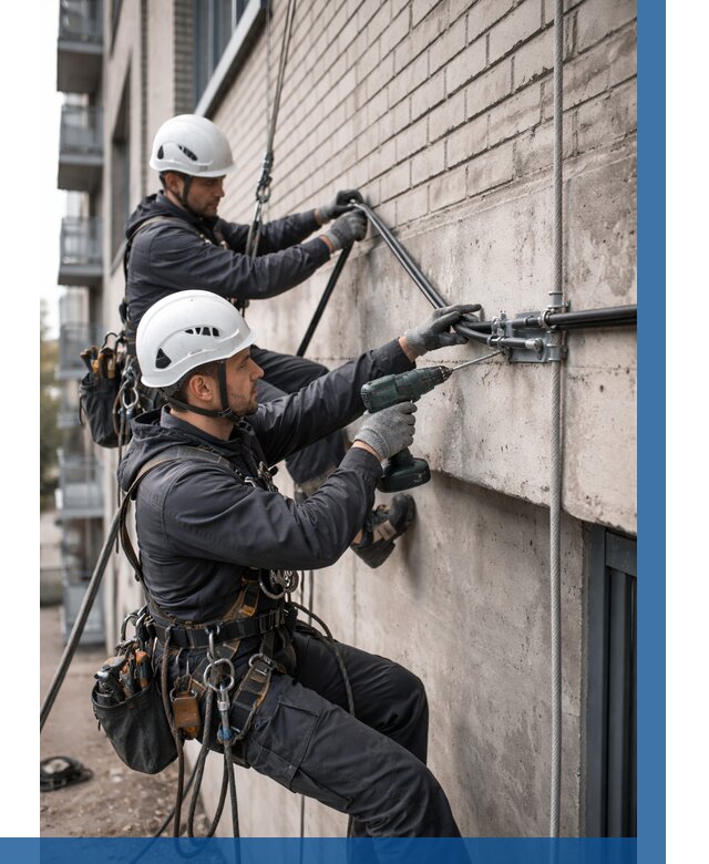 Крепление кабеля на фасаде в Сорочинске от 361 р. | ВЫСОТНИК-Срч