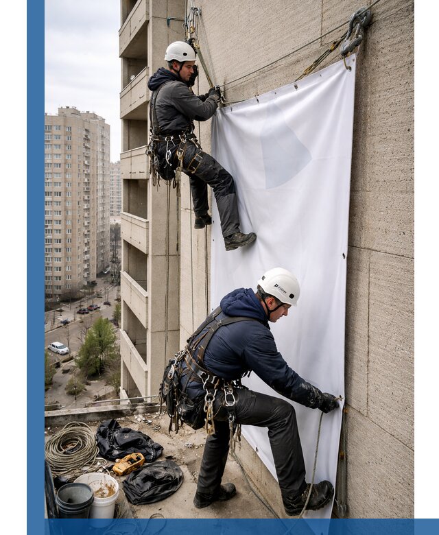 Профессиональный монтаж баннеров на фасаде в Сорочинске