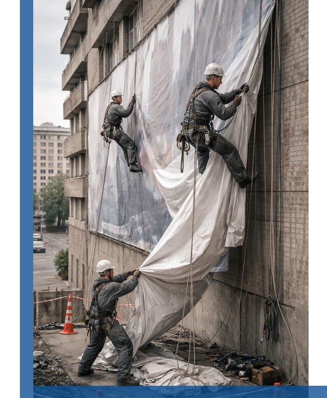 Демонтаж баннеров с фасада в Сорочинске оперативно и безопасно