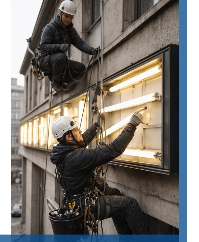 Замена ламп в вывеске в Сорочинске под ключ от 3615 р. | ВЫСОТНИК-Срч
