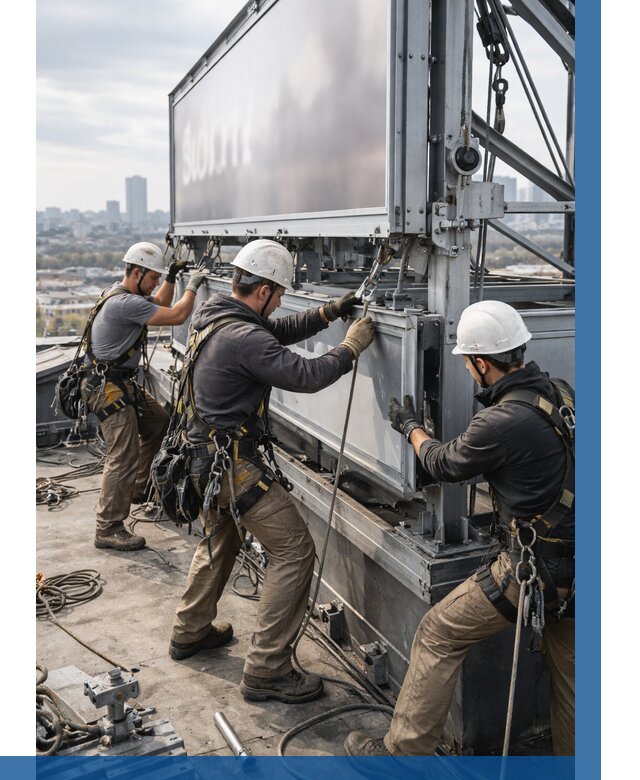 Монтаж крышной рекламной конструкции в Сорочинске от 61968 р.|ВЫСОТНИК-Срч