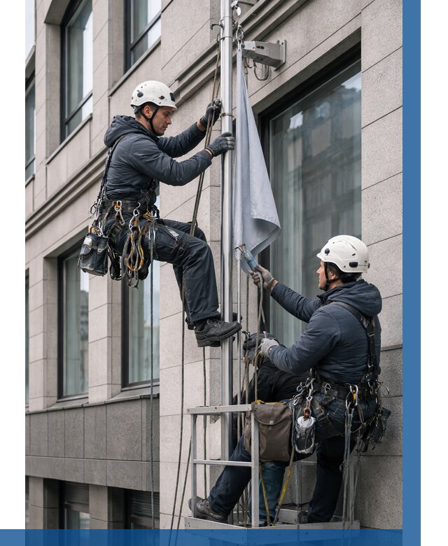 Установка флагов на фасаде в Сорочинске от 4648 р. | ВЫСОТНИК-Срч