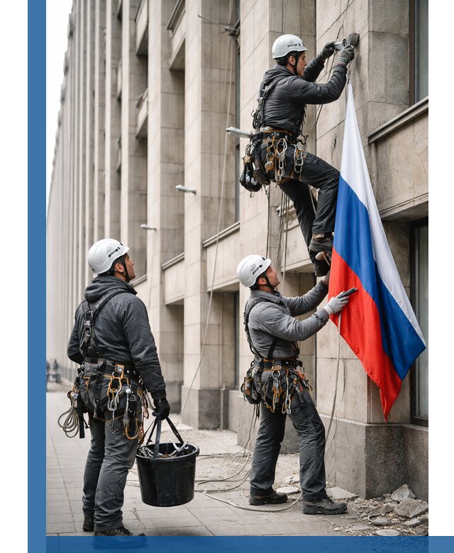 Профессиональная установка флагов на фасаде в Сорочинске