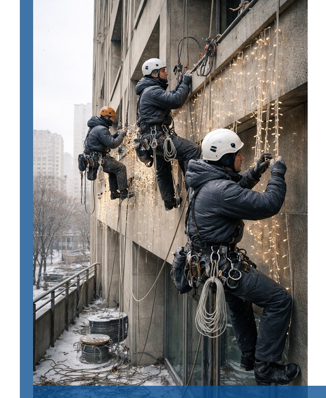 Монтаж новогодней иллюминации и украшение фасадов в Сорочинске