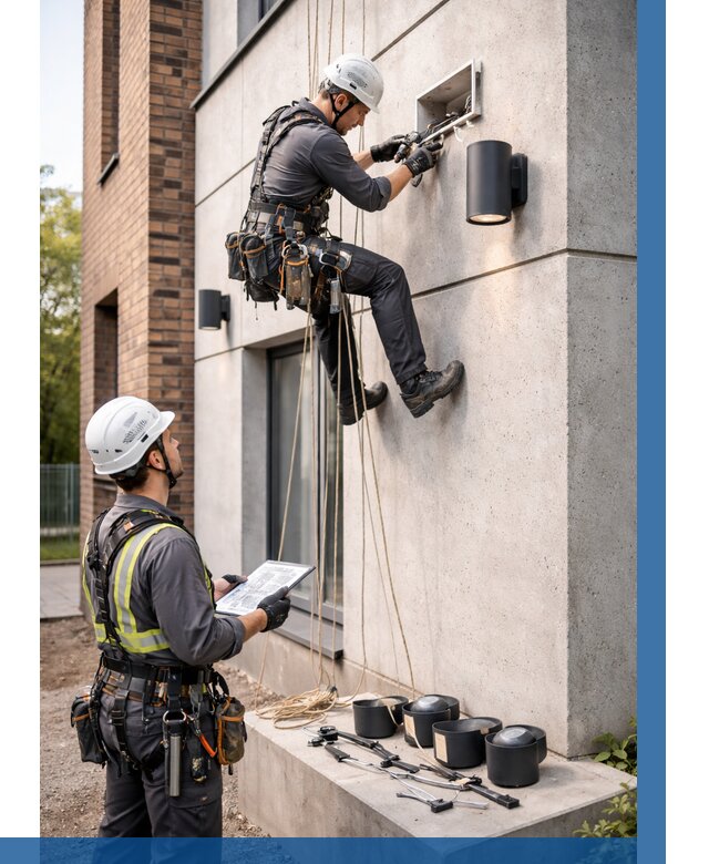 Монтаж фасадного освещения в Сорочинске от 2582 р. | ВЫСОТНИК-Срч