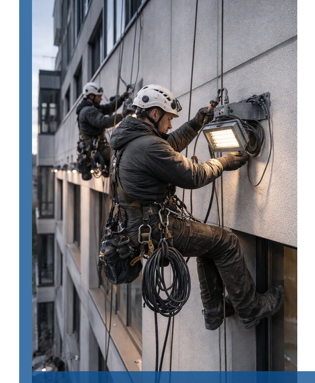 Монтаж фасадного освещения в Сорочинске установка и подключение