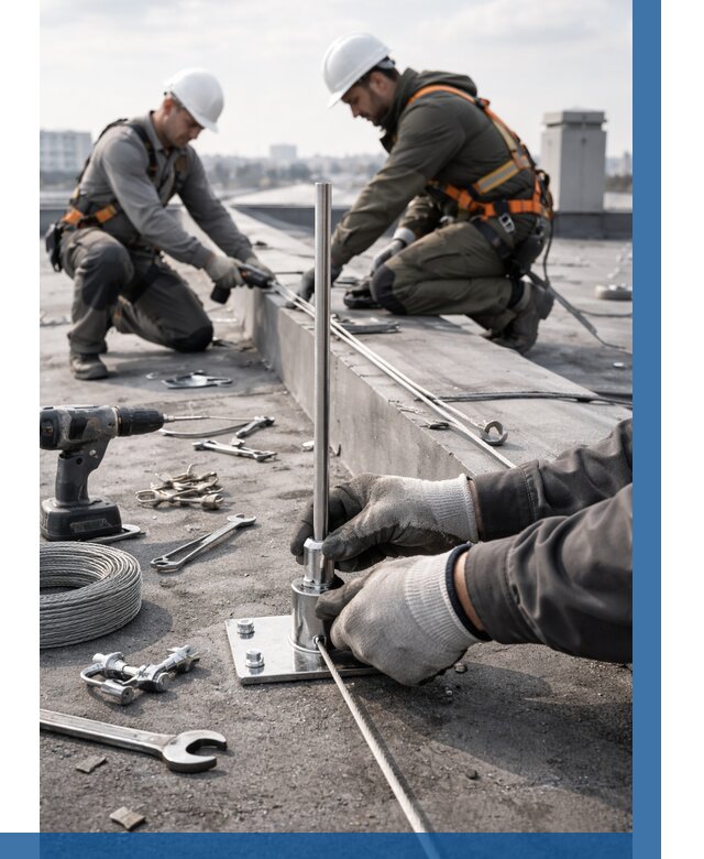 Монтаж молниезащиты на кровле в Сорочинске цена от 25820 р. | ВЫСОТНИК-Срч