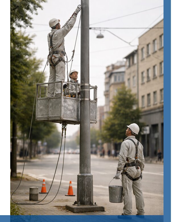 Покраска опор освещения в Сорочинске от 5164 р. | ВЫСОТНИК-Срч