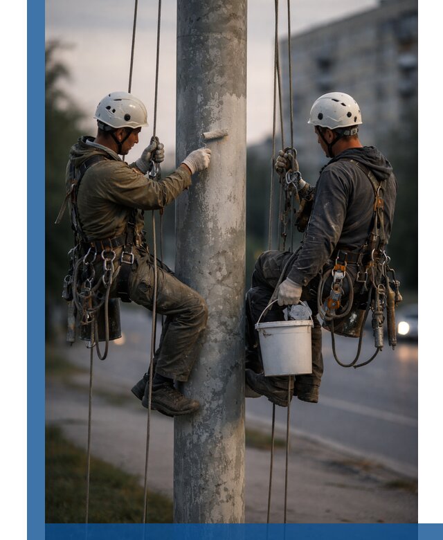 Покраска опор освещения и антикоррозийная защита в Сорочинске