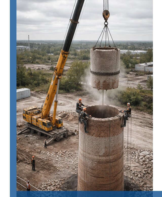 Демонтаж дымовой трубы в Сорочинске с гарантиями безопасности