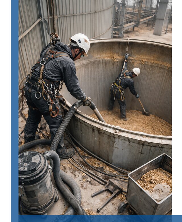 Профессиональная чистка зерновых бункеров в Сорочинске с выездом