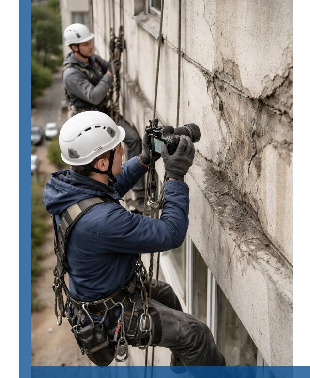 Фотофиксация дефектов фасада с высотной съемкой в Сорочинске