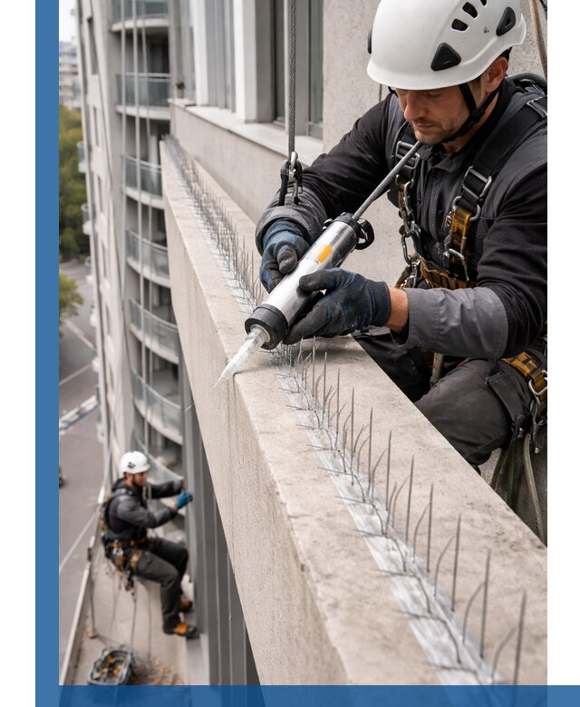 Установка шипов от птиц на фасадах и кровлях в Сорочинске